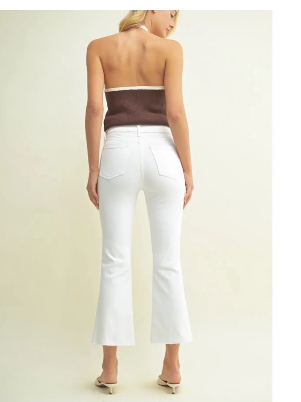 Just Black Denim Cropped Kick Flare Jeans - Picture 2 of 4